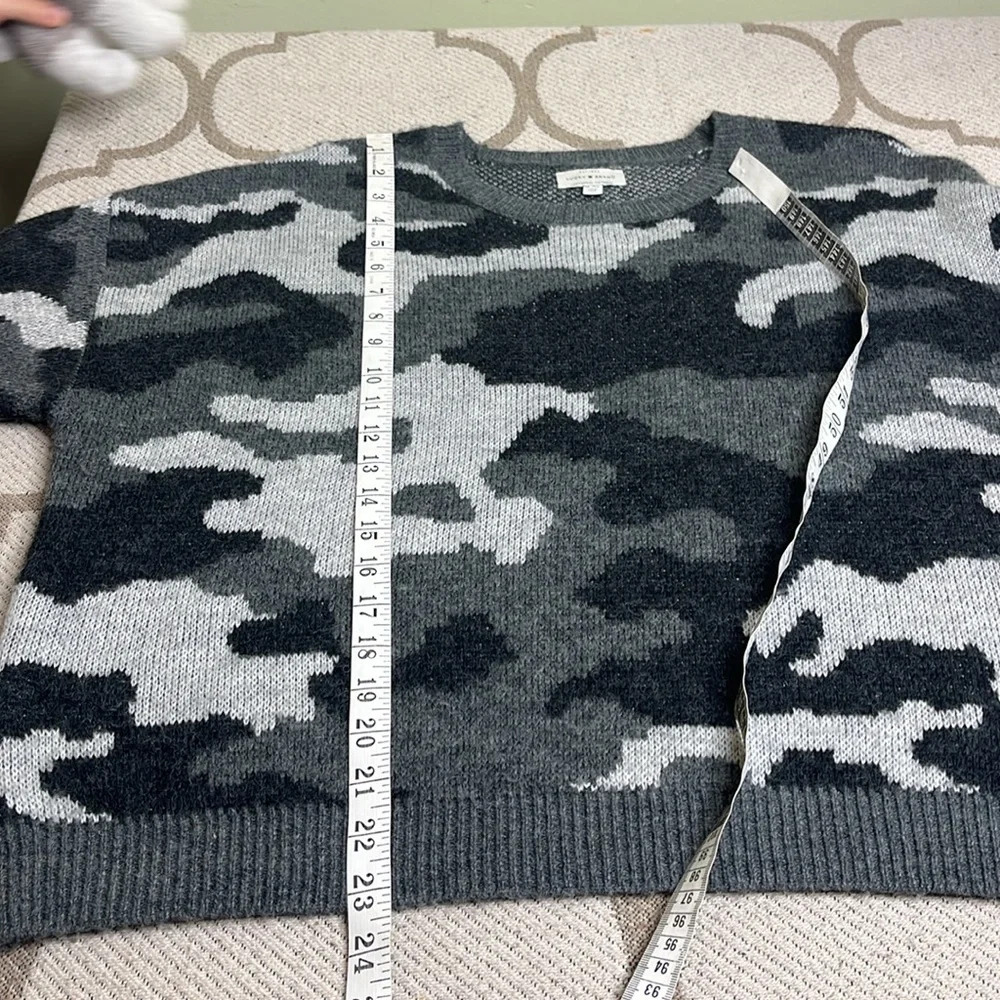 Lucky Brand Gray Camouflage wool blend crewneck Sweater, size XL - Picture 6 of 14